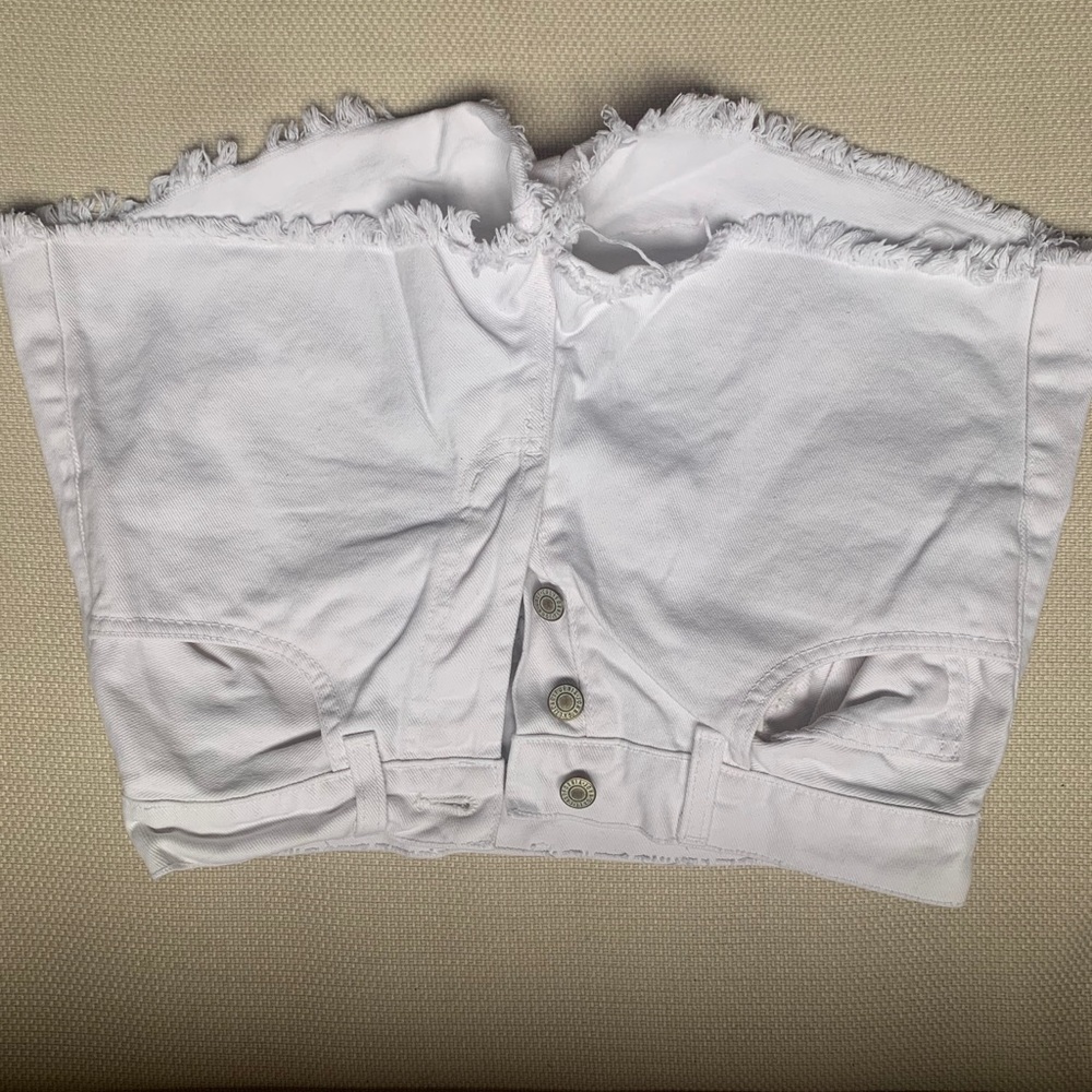 White jean shorts